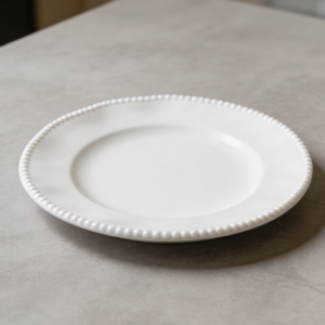 Off-White Melamine Beaded Unbreakable Dinner Plates Set of 4