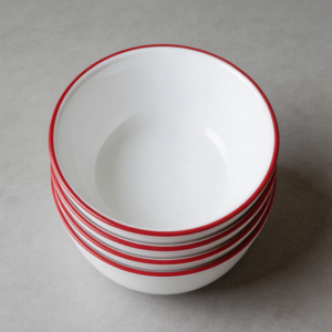 Red Banded Chip-Resistant Glass Soup/Cereal Bowls 28oz Set 6