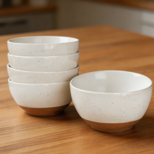 Vanilla White Ceramic Small Dessert Bowls 16oz Set of 6