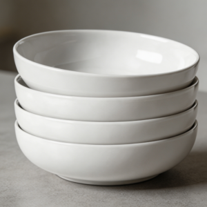 45oz Ceramic Pasta Salad Bowl Plates Set of 4 White