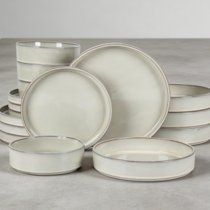 Moonstone White Terracotta Reactive Glaze Dinnerware Set 16-Piece