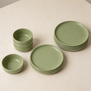 Olive Glazed Stoneware 12-Piece Dinnerware Set 4 Settings