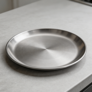4-Pack Stainless Steel Metal Dinner Plates Unbreakable